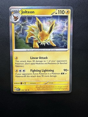 Pokémon Jolteon 135/165 Rare Holo Scarlet & Violet 151 Stage 1 110HP 90+ Attack