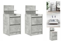 Nachttische Mit 2 Schubladen2Er Set Betongrau 38X34X80 Cm