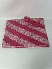 Schiaparelli Pink Satin Lingerie Case 50s 60s Designer Overnight Bag Lacey Print