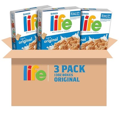 Life  Flaked Cereal, 39oz Total, 3 Boxes - Sweet and Wholesome Breakfast