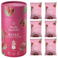 Body Restore Shower Steamers with 100% Natural Essential Oil Rose Shower 6ct - N