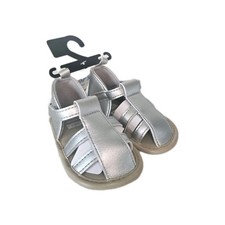 Carters Child Of Mine Infant Girl Gladiator Sandals Size 3-6 Months Silver Boho