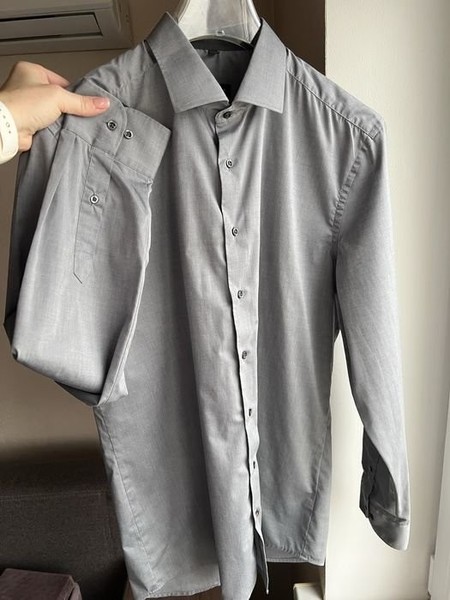 Men Eterna Shirt Grey Cotton 42