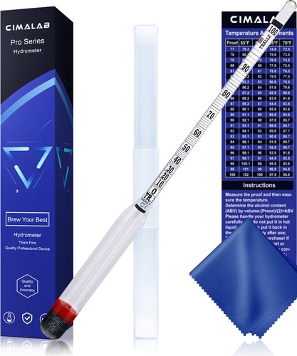 Hydrometer Alcohol Meter, Hydrometer Alcohol 0-200 Proof and Tralle Hydromete...