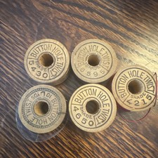 Vintage Wooden Thread Spools Lot Button Hole Twist Pure Silk Corticelli