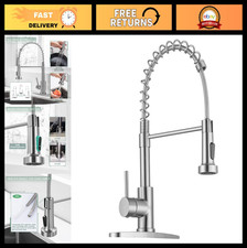 Utility Sink Faucet with Pull-Down Sprayer, Brushed Nickel, Laundry Room Fixture
