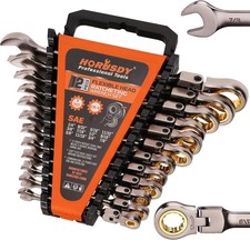 12-Piece Flex-Head Ratcheting Wrench Set  1/4" to 7/8" Combination Tools