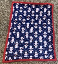 Disney Mickey Mouse Mink and Sherpa Double Sided Baby Blanket Mickey Heads Red