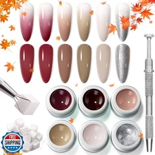 GELLAKTIK 6 Colors Pat Painting Gel Polish Kit for Nails, Ombre Gradient Fall