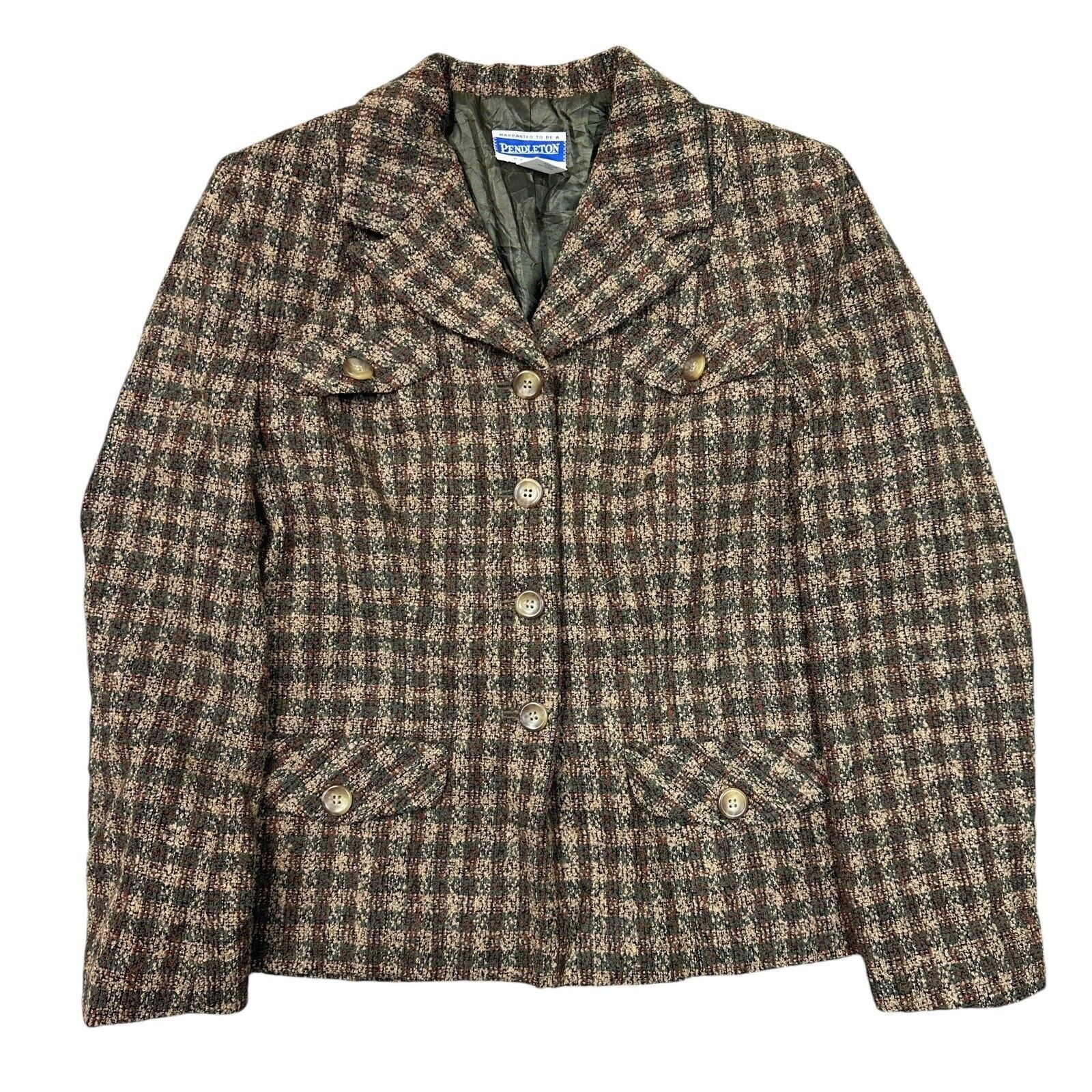 Pendleton Wool Blend Blazer Jacket USA Check Plai… - image 1