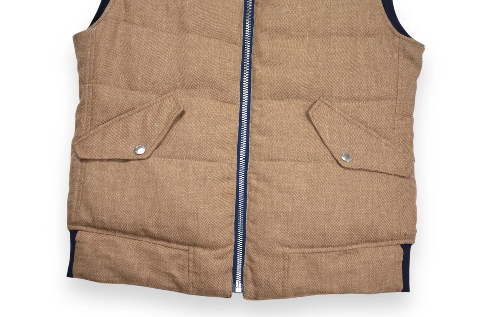 Men's Brunello Cucinelli Vest Luxury Gilet Reversible Tan Blue Italy Size M - Image 4 of 4