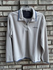 Eddie Bauer Men's Beige Waffle-Textured Fleece 1/4 Zip Pullover Size Medium