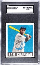 Sam Chapman 1948 Leaf #26 SGC Authentic Altered Philadelphia A’s