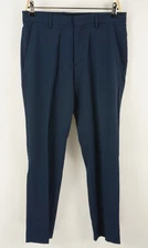 Perry Ellis Portfolio Performance Mens 30 x 29 Slim Dark Blue Pleated Dress Pant