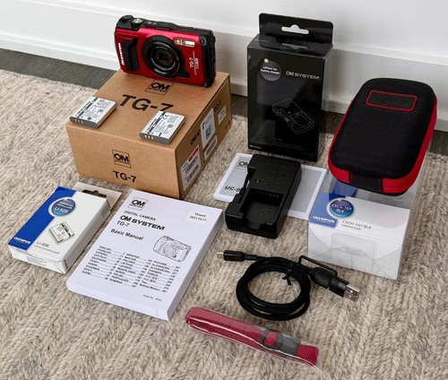 Olympus Tough TG-7 Digital Camera  (Red) BUNDLE: Extra Battery + Case + Charger