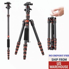 60"/1.5m Carbon Fiber Camera Tripod Lightweight Travel Tripod 17.6lbs Load 360 