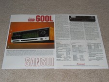 Sansui 600L Receiver Brochure, 2 pg, Specs, Info, RARE