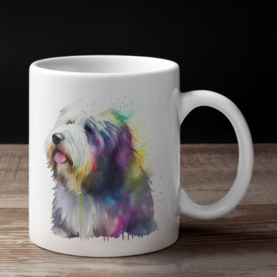 Kaffeetasse Bobtail Hirtenhund Rainbow Style Tasse Kaffee Becher Dog Geschenk