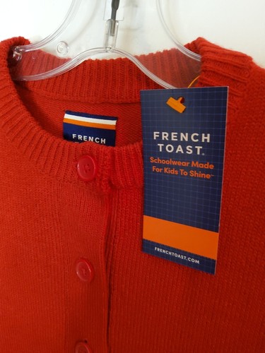 NWT $32 French Toast Red Cardigan Girls Sweater, Size 4/5, XS Crew Neck - Picture 2 of 3