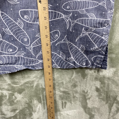 Barefoot in Paradise Fish Shirt Men's XL Gray All Over Print Short Sleeve Cotton - Picture 6 of 14