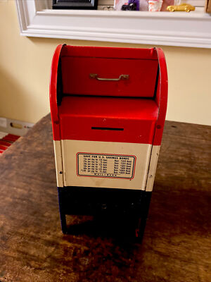 US MAIL BOX ミッドセンチュリー アメリカ ビンテージカリフォルニア VINTAGE ~ US ~ RED WHITE & BLUE BANK MAILBOX ~ 1950'S ~ WITH Lock