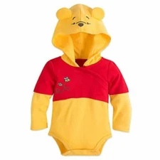 Disney Store Winnie the Pooh Baby Bodysuit Costume Dress Up Hood Halloween NEW