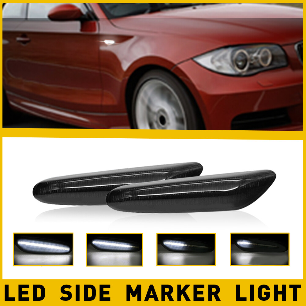 2PCS LED Sequential Side Marker Lights For BMW E90 Smoked Design