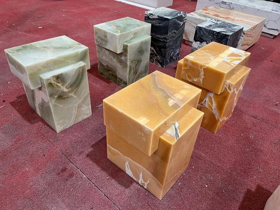 MESA AUXILIAR DE MÁRMOL MIEL ÓNIX MESITA DE NOCHE 15x15x20” PERSONALIZADA LISTA PARA ENVIAR Foto 3 de 4