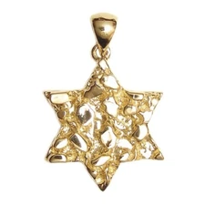 New 14k Gold Star of David Nugget Pendant