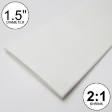 1.5" ID White Heat Shrink Tube 2:1 ratio wrap 2x24"  4 feet inch/ft/to 40mm