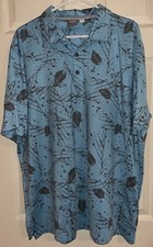 Puma Polo Shirt Men Size Xl Blue Leaf Print AOP Golf Performance Stretch