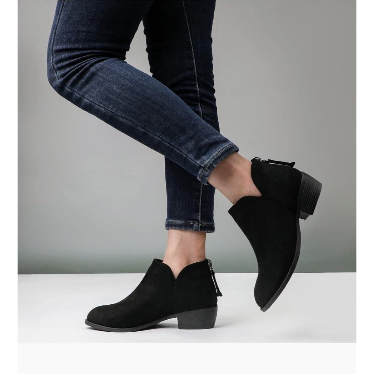 Ladies Black Suede Ankle Boots Size 7 | eBay