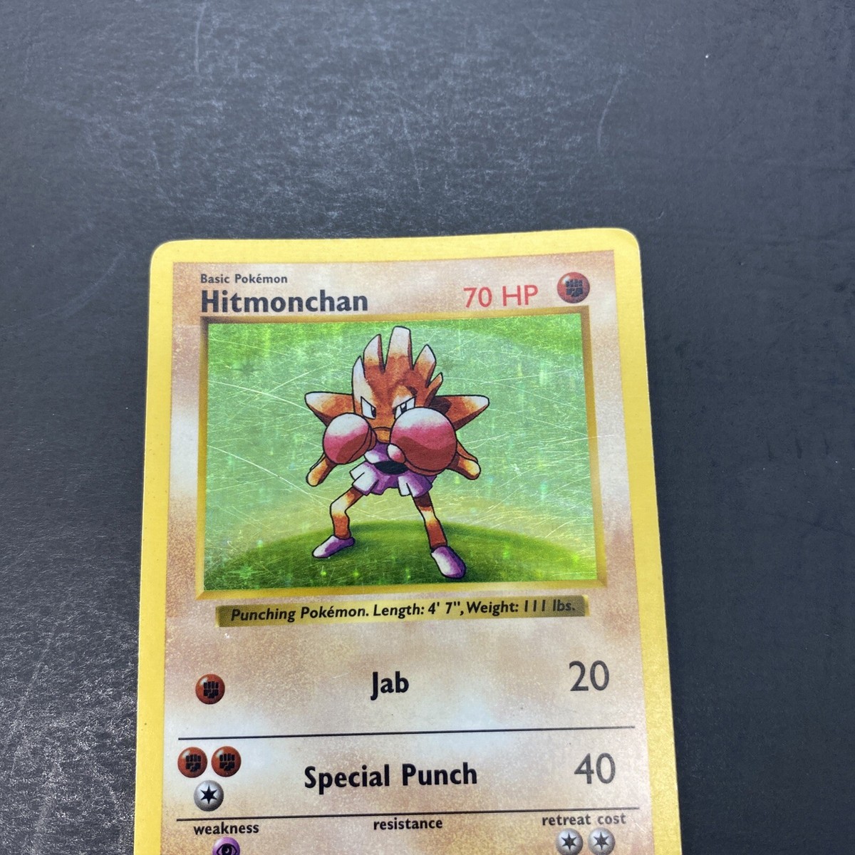Pokémon Shadowless Hitmonchan 7/102 Base Set Vintage WOTC
