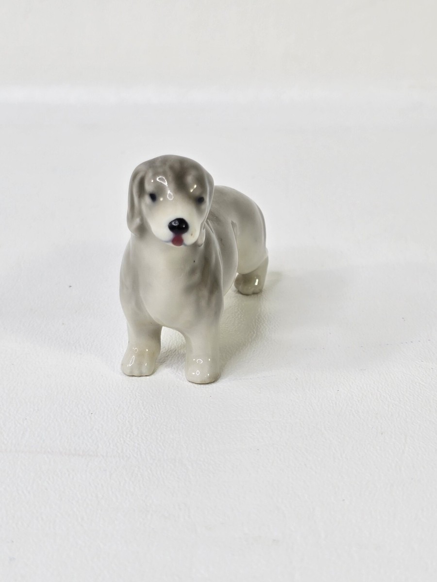 Vintage Dachshund Porcelain Dog Figurine Grey & White Japan | eBay