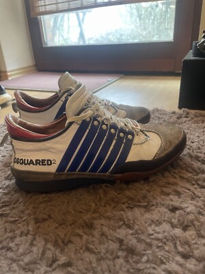 #Dsquared 2 Leder sneaker 1964 Gr 41 White Blue Red Guter Zustand Gebraucht 