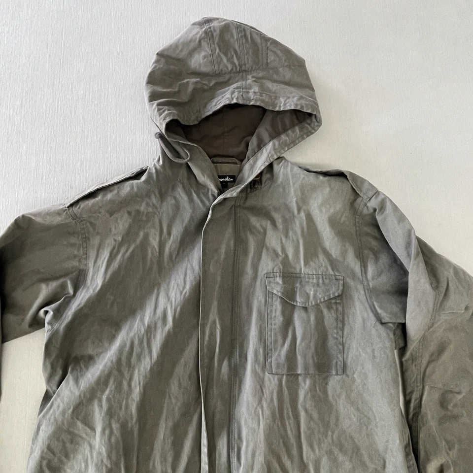 Chaqueta Steven Alan Abrigo Utilitario Con Capucha Verde Bolsillos Envejecidos Forrado Para Hombres Talla M. Foto 3 de 4