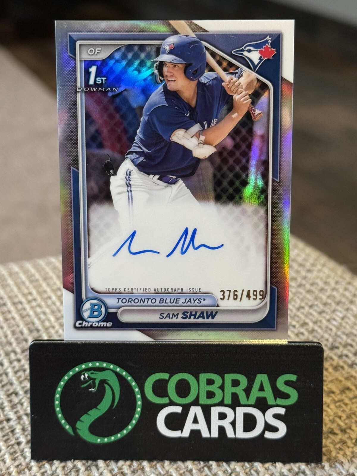SAM SHAW 2024 BOWMAN CHROME 1ST AUTOGRAPH REFRACTOR AUTO 376/499