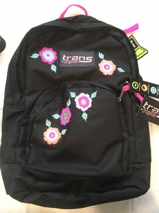 jansport backpack black with flowers