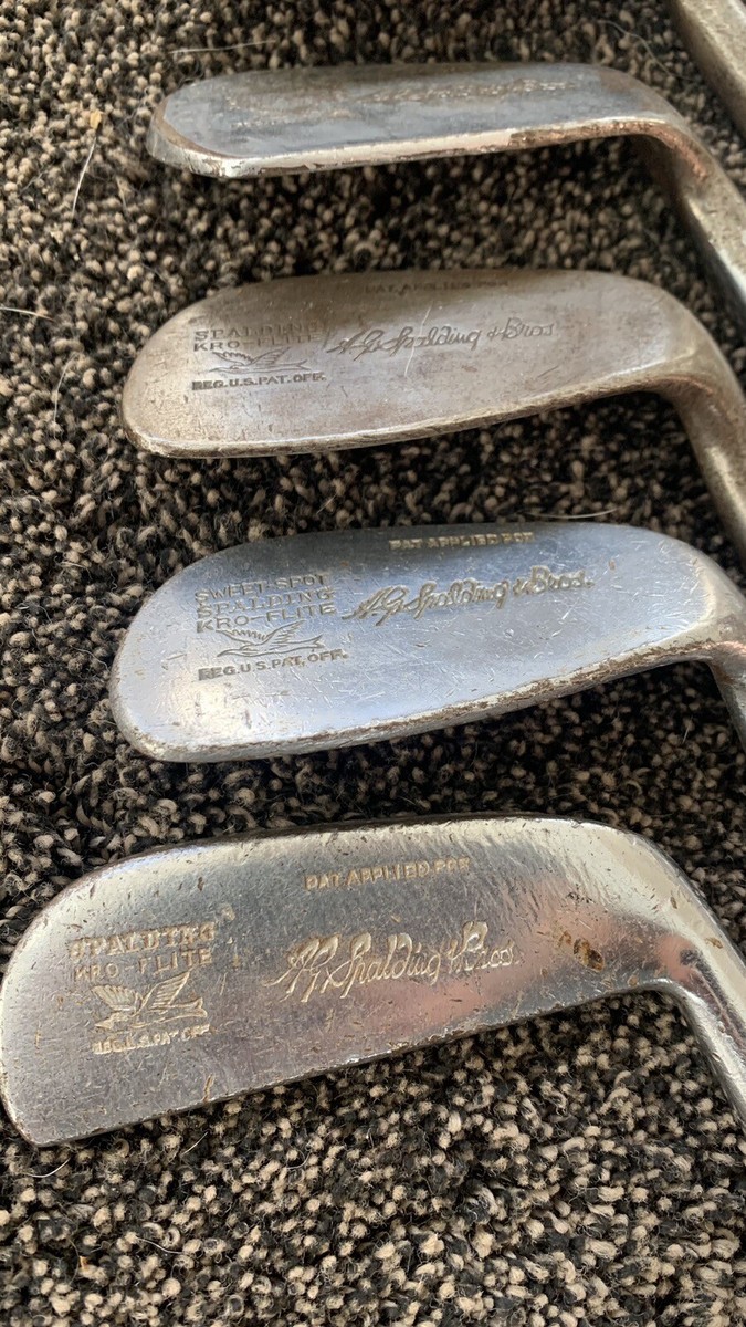 7 VINTAGE SPALDING KRO-FLITE SWEETSPOT HICKORY SHAFT IRONS And