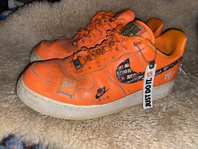Size 10 Nike Air Force Low Just Do It Total Orange JDI Preowned With  tag