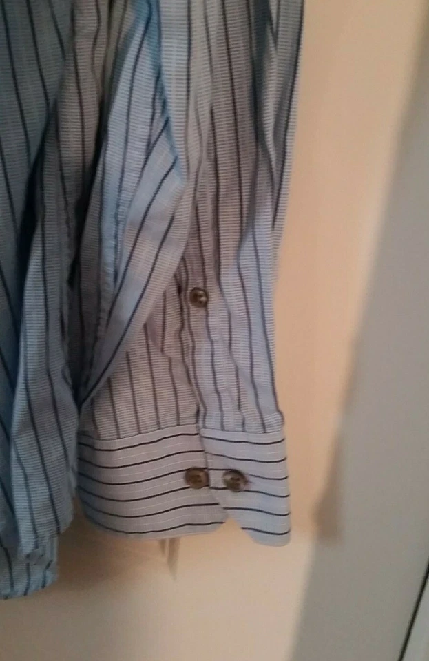 Apt 9 Mens Size M Collared Button Down Long Sleeve Shirt Blue & Navy Stripes - Image 4 of 4