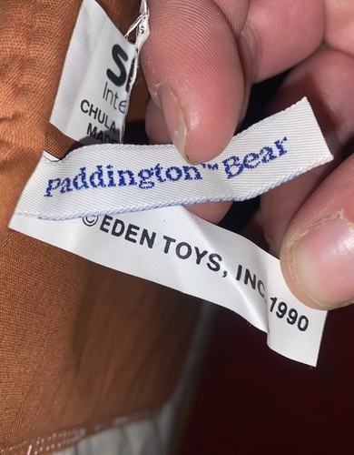 Paddington Bear Blue Shirt W Balloon Wall Decor Eden 1990 Plush Vintage RARE - Picture 7 of 8