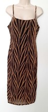 Darek Heart Shiny Midi Dress Padded Lined Bodice Black/Gold Combo Size L  NWT