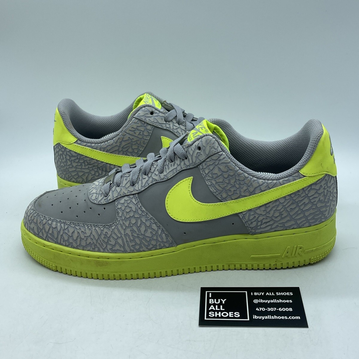 Size 13 - Nike Air Force 1 Low Elephant Volt Neon Green Grey Size 13 - Nike Air Force 1 Low Elephant Volt Neon Green Grey