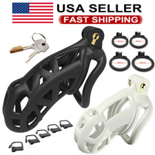 Lowest Price Cobra Male Chastity Cage Lock Device w/ 4 Rings Device 5 Sizes