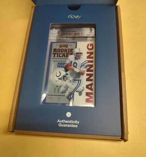 1998 playoff contenders rookie ticket 87 Peyton Manning Red BGS 9 MINT Authentic - Picture 2 of 4