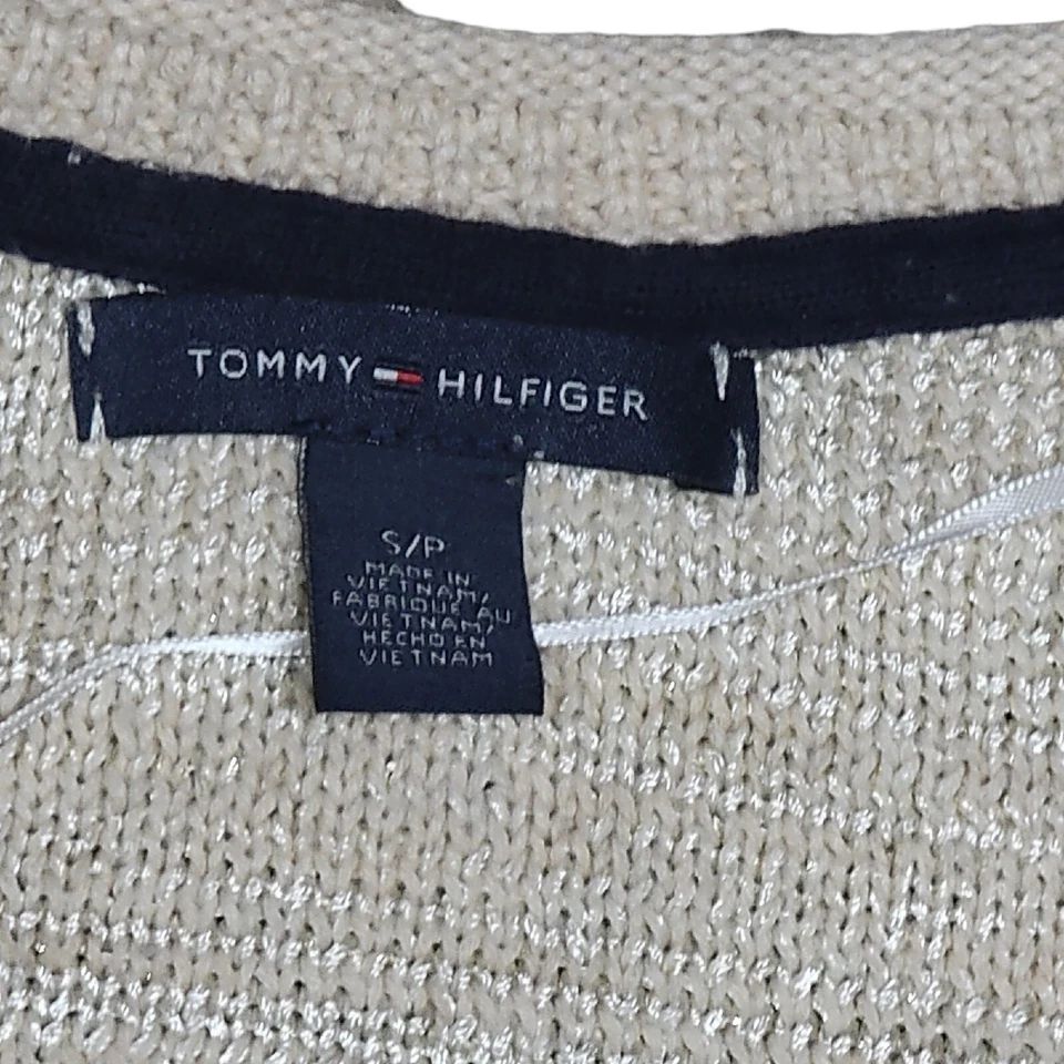 Tommy Hilfiger бежевый свитер кардиган размер S / P маленький хлопок золотой акцент - Изображение 2 из 4