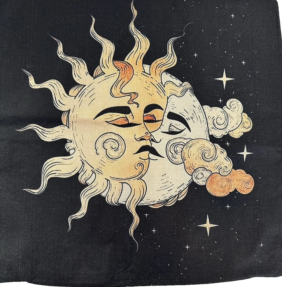 Pair of Throw Pillow Covers  18x18, whimsigoth, sun, palm, astrology - Image 3 of 4