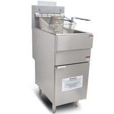 FLOOR STANDING LPG PROPANE GAS FRYER TWIN BASKET SINGLE TANK LP 400mm WIDE