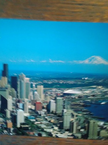 AIR VIEW VINTAGE PHOTO POST CARD SEATTLE WASHINGTON MR RAINIER KING DOME WA - Picture 3 of 12